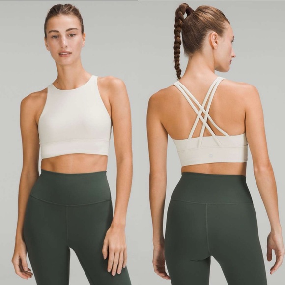 Lululemon Energy High-Neck Longline Ribbed Luxtreme Bra - Bone/white - Picture 1 of 7